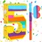 Rainbow Number 5 Pinata with a Blindfold and Bat for Boys Girls 5th Birthday Party, Kids Anniversary Celebration, Fiesta Supplies